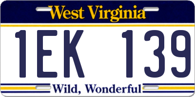 WV license plate 1EK139