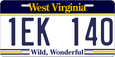 WV license plate 1EK140