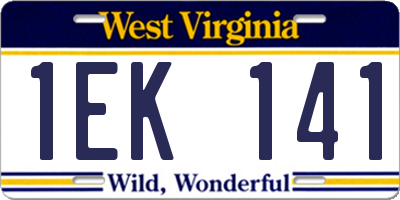 WV license plate 1EK141