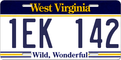 WV license plate 1EK142