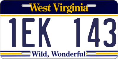 WV license plate 1EK143