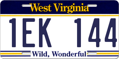 WV license plate 1EK144