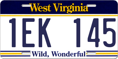 WV license plate 1EK145