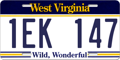 WV license plate 1EK147