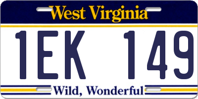 WV license plate 1EK149