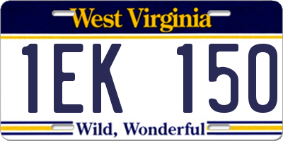 WV license plate 1EK150