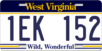 WV license plate 1EK152