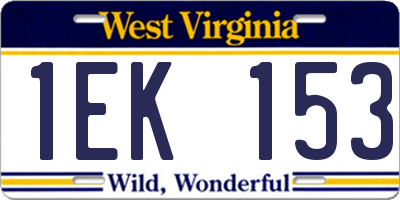 WV license plate 1EK153