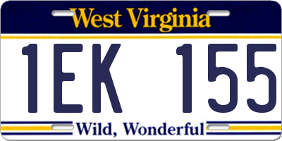 WV license plate 1EK155
