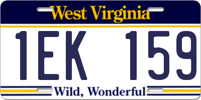 WV license plate 1EK159