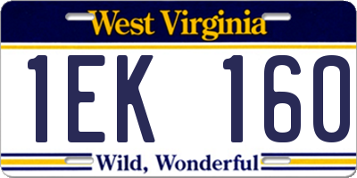 WV license plate 1EK160