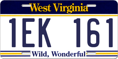 WV license plate 1EK161