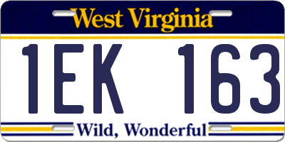 WV license plate 1EK163