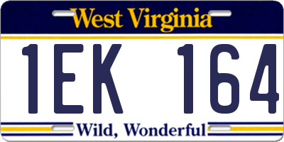 WV license plate 1EK164