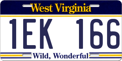 WV license plate 1EK166