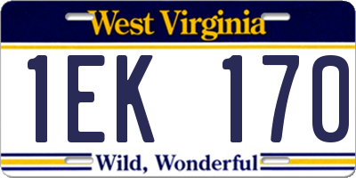WV license plate 1EK170
