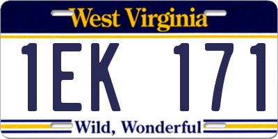 WV license plate 1EK171