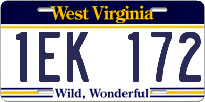 WV license plate 1EK172