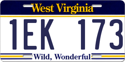 WV license plate 1EK173