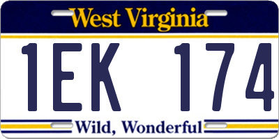 WV license plate 1EK174