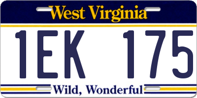 WV license plate 1EK175