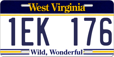 WV license plate 1EK176