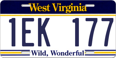 WV license plate 1EK177