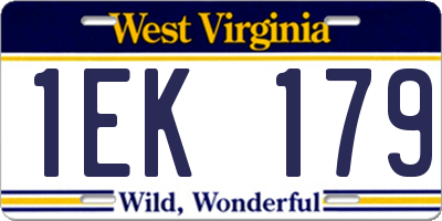 WV license plate 1EK179