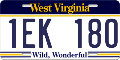 WV license plate 1EK180