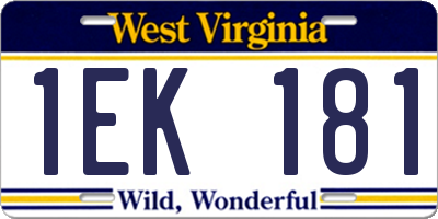 WV license plate 1EK181