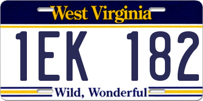 WV license plate 1EK182
