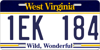 WV license plate 1EK184