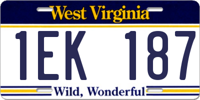 WV license plate 1EK187