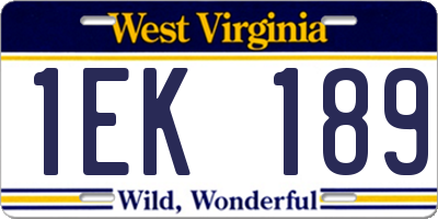 WV license plate 1EK189