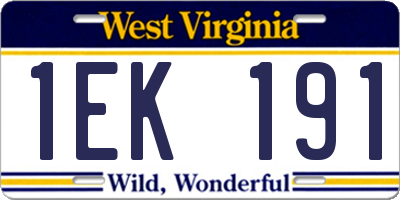 WV license plate 1EK191