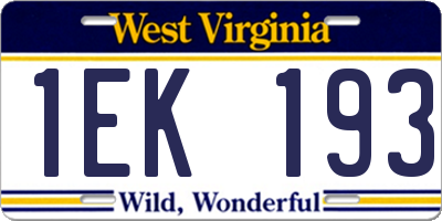 WV license plate 1EK193