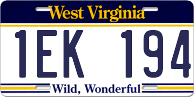 WV license plate 1EK194