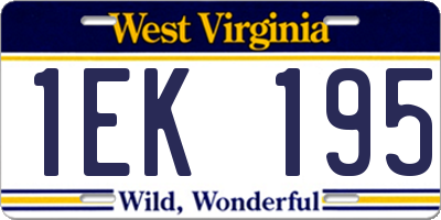 WV license plate 1EK195