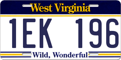 WV license plate 1EK196