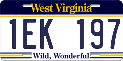 WV license plate 1EK197