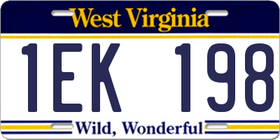 WV license plate 1EK198