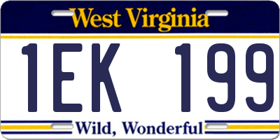 WV license plate 1EK199