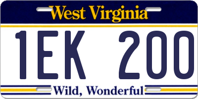 WV license plate 1EK200