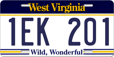 WV license plate 1EK201