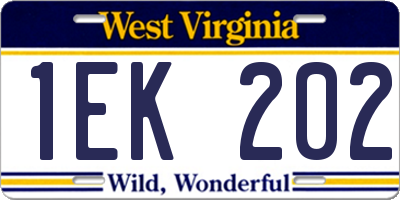 WV license plate 1EK202