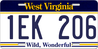 WV license plate 1EK206