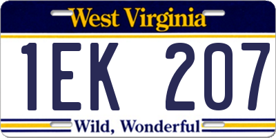WV license plate 1EK207