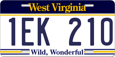 WV license plate 1EK210