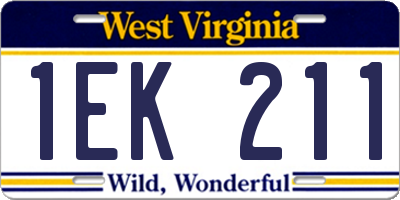 WV license plate 1EK211