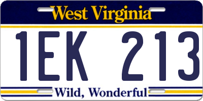 WV license plate 1EK213